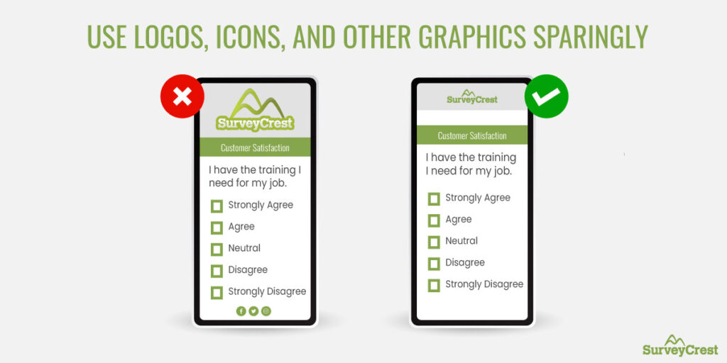 Use logos, icons, and other graphics sparingly