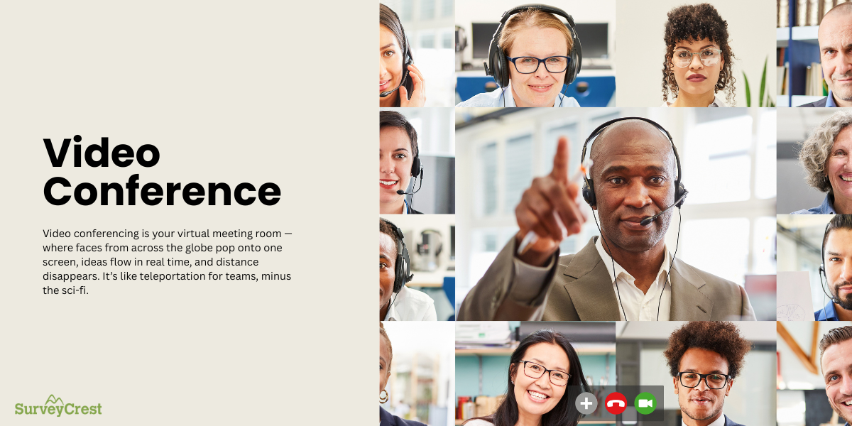 Video conference template featuring discussions