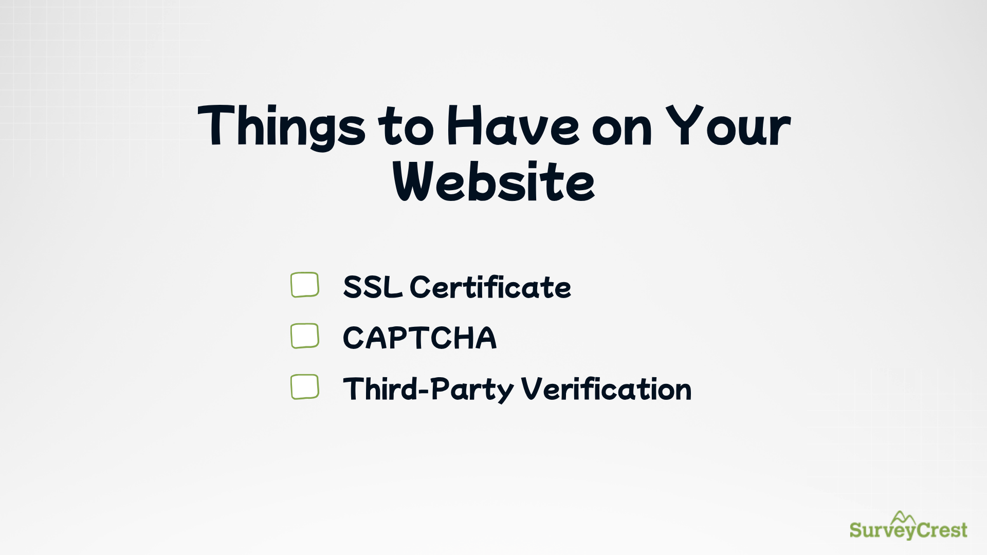 SSL certificate, CAPTCHA, and third-party verification