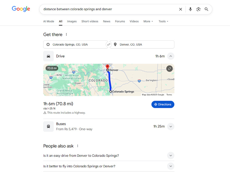 google search distance